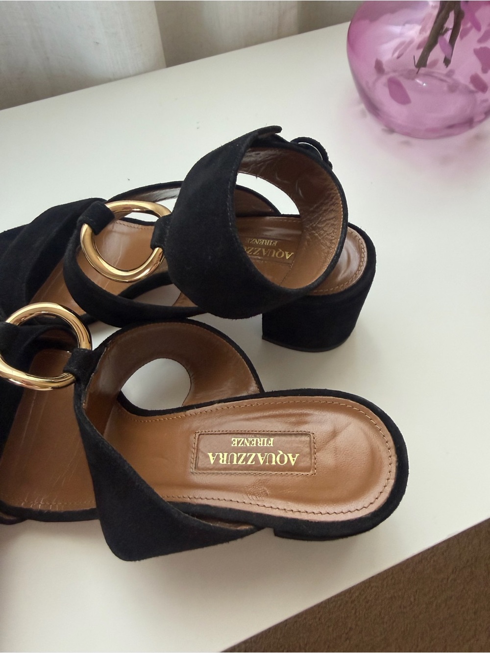 Aquazzura Safari Suede Block Heel Sandals - Picture 3 of 7